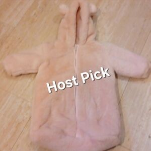 Mon Lapin Powder Pink Plush Zipper Hood Baby Bunting/Baby Sack